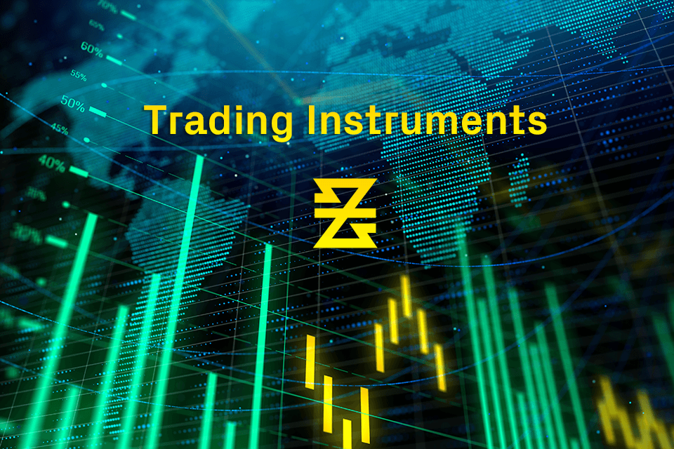 forex trading platform in front of world globe and baxia symbol with the words 'trading instruments' on top